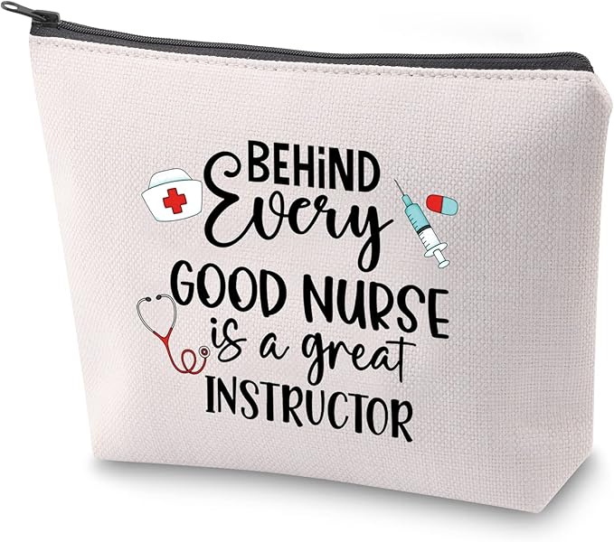 ZJXHPO Nurse Educator Survival Kit Behind Every Good Nurse Is A Great Instructor Makeup Bag With Zipper Nurse Teacher Appreciation Gift (Nurse Instructor)