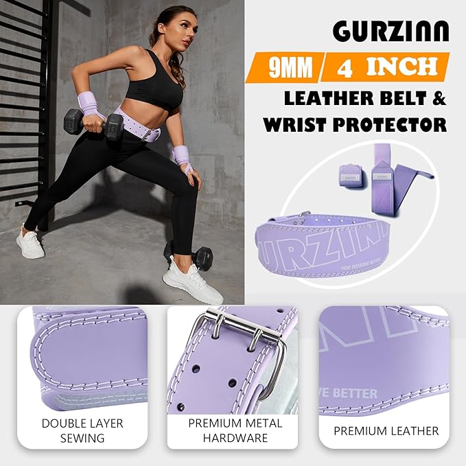 Weight Lifting Belt 4 inch Leather Belt Foam
