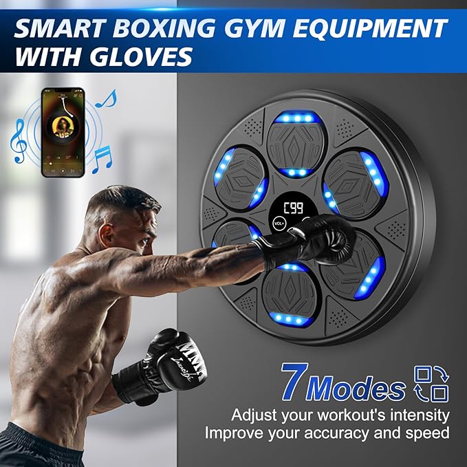 Smart Music Boxing Machine for Adults and Kids, Boxing Equipment with Boxing Gloves, Wall Mounted Electronic Punching Machine for Home Gym Workout Indoor