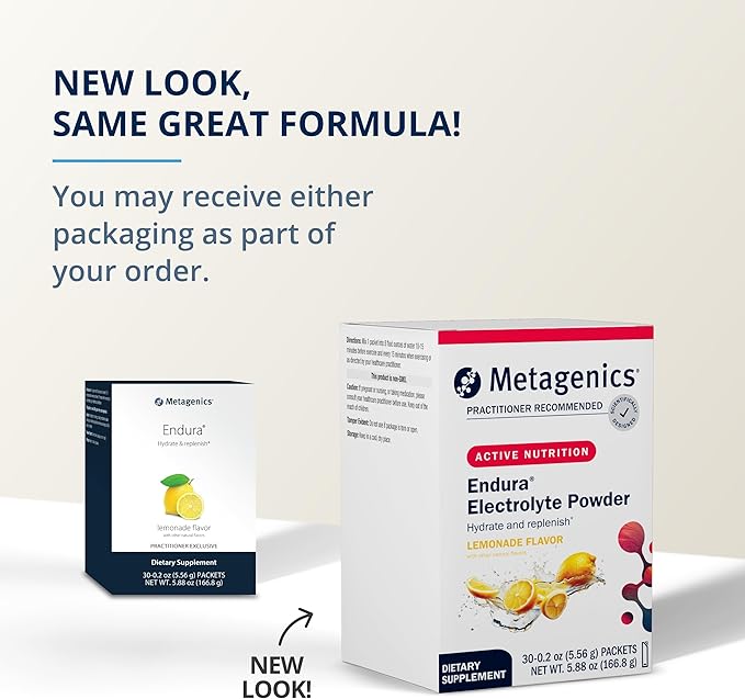 Metagenics Endura - Electrolyte Balance Supplement Powder - Hydrating Packets - with Ascorbic Acid & Calcium - Non-GMO, Gluten-Free & Vegetarian - Lemonade Flavor - 30 Packets (0.2 oz Each)