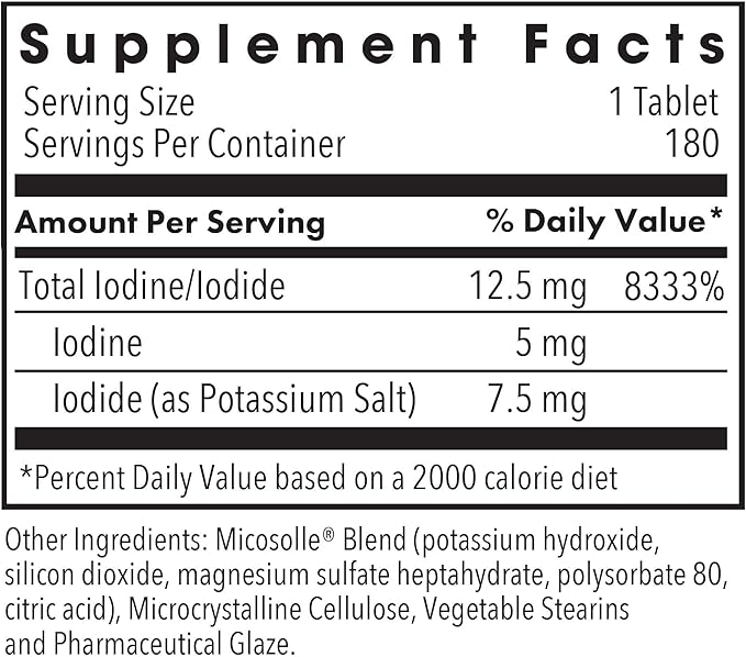 Optimox Iodoral 12.5 mg – Iodine Supplements for Thyroid Support, Potassium Iodide Tablets, Lugol Solution, Daily Vitamins and Minerals, High Potency Iodine Tablets – 180 Tablets 1-Pack