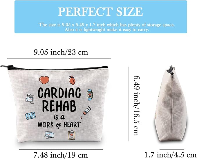 GJTIM Cardiac Rehab Gift Cardiologist Gift Cardiac Rehab Nurse Gift Cardiac Rehab Is A Work Of Heart Makeup Zipper Pouch (Cardiac Rehab Bag)