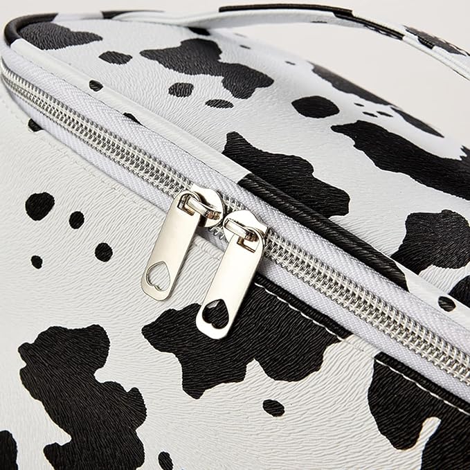 KITENROM Portable Makeup Bag Cow Printed Cosmetic Bags for Women Medium Pouch Case Purse Make Up Organization Waterproof (Print Cow)