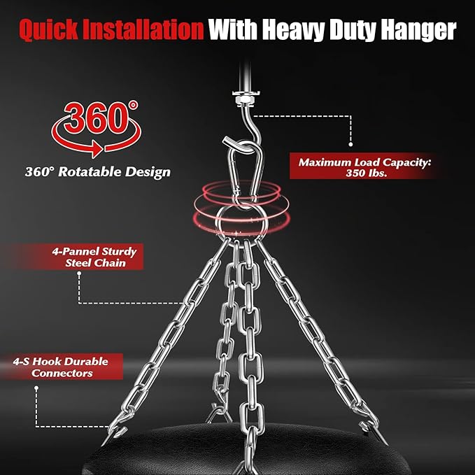 Hanging Punching Bag for Adults, 4ft PU Leather Heavy Boxing Bag Set, Hanging Bag Boxing Equipment for MMA Karate Kickboxing Boxing Home Gym