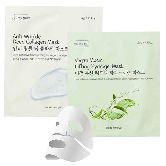 OHMYPURE Hydrogel Collagen Korean Face Mask Luxury Skin Care 2 EA (Duo Pack)