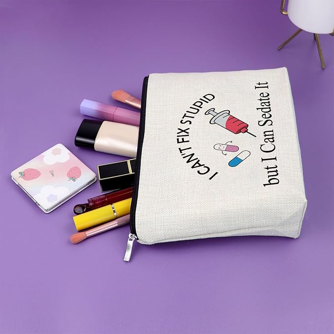 Sazuwu Funny Nurse Gifts Makeup Bag Nurse Appreciation Graduation Gift Ideas for Rn, Np Co-Workers Nurse Practitioner Christmas Birthday Present