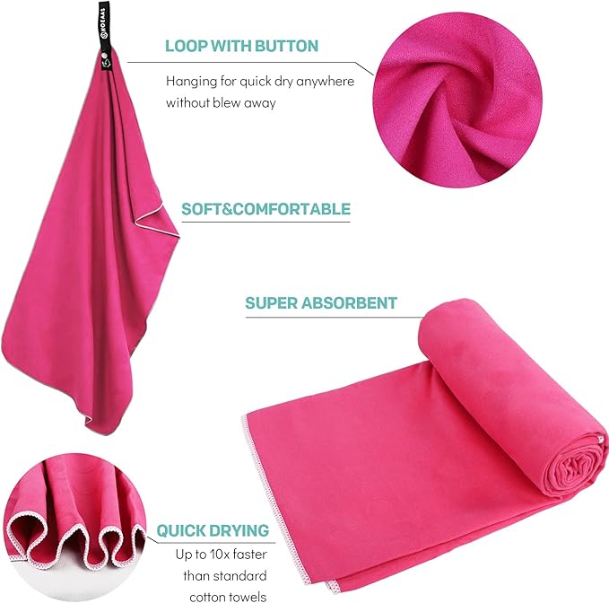 HOEAAS 2 Pack Microfiber Camping Towels
