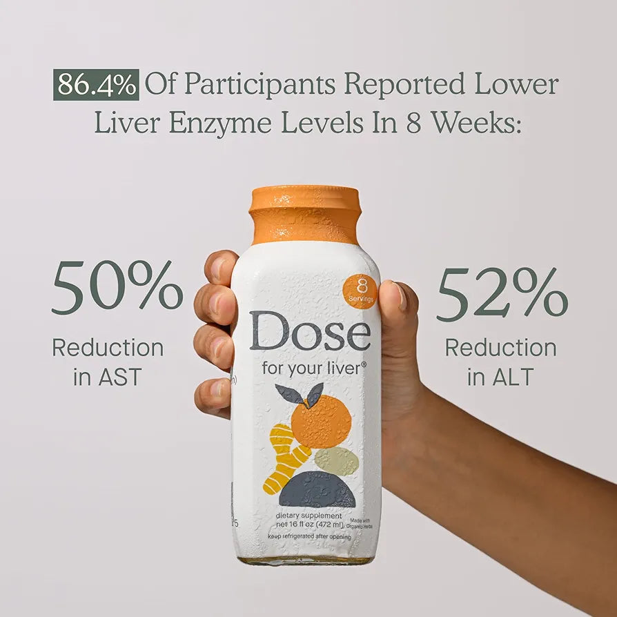 DOSE, for Your Liver Cleanse Detox & Repair, Organic Milk Thistle Supplement with Turmeric, Dandelion, Ginger, and Orange, Promotes Optimal Liver Function,16oz Bottle, 3 Pack