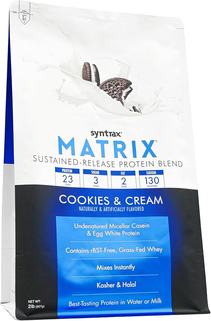 Syntrax Nutrition Matrix Sustained-Release Protein Blend Cookies & Cream with Real Cookie Pieces 2 lbs.