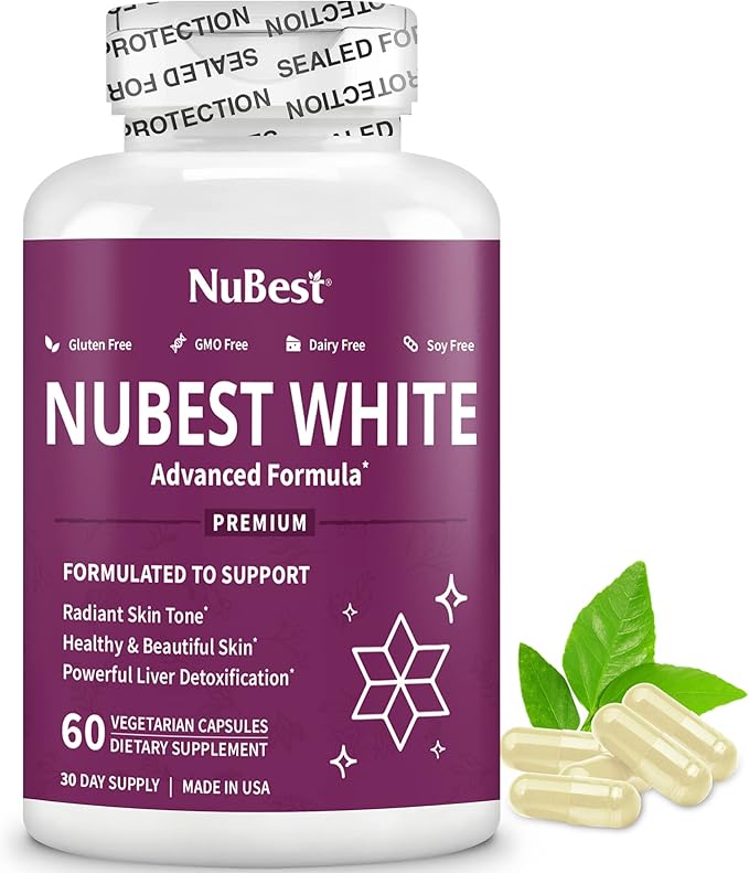 NuBest White - Glutathione 400mg & Milk Thistle Extract - Skin Brightening Supplement - Helps Beautiful and Radiant Skin - Antioxidant Supplement & Detoxification - 12 Pack | 12 Months Supply