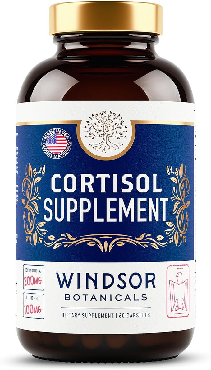 Cortisol Supplement & Cortisol Reducer - Advanced Cortisol Regulation Supplements with Calming Ashwagandha, L-Tyrosine - Mood, Stress, Sleep Support Cortisol Blocker for Women and Men - 60 Capsules
