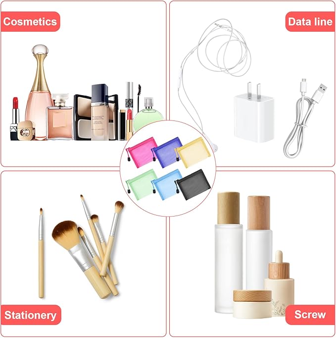Nylon Mesh Zipper Cosmetic Bags lipstick bag,Mesh Makeup Pouches Travel Organizer Case for Purse Organizer,Makeup Travel Cases Pencil Case Travel Organizers