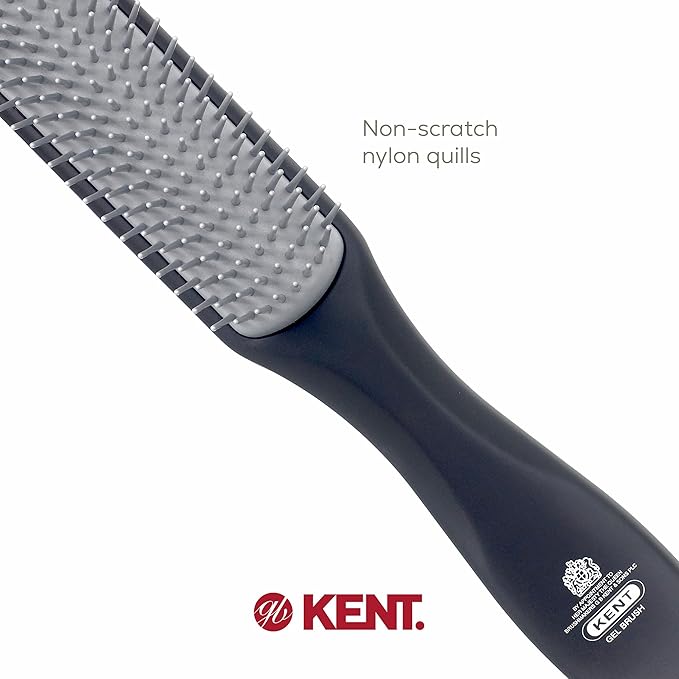 Kent KFM3 Gel Styling Hair Brush for Men, 9 Row Men's Hair Brush with Ionic Anti Static Bristles, Detangling and Smoothing Short to Medium Length Hair