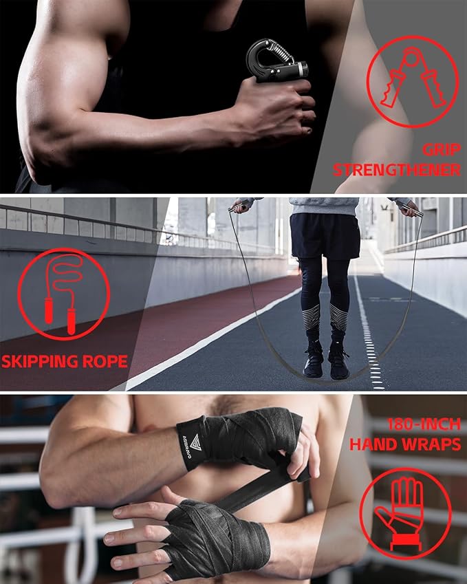 Punching Bag for Adults, 4ft PU Heavy Boxing Bag Set 12OZ Gloves for MMA Muay Thai Kickboxing Training Home Gym, Martial Art (Unfilled)