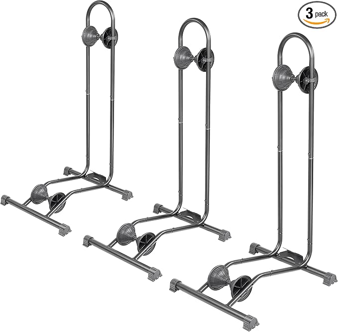 BikeHand Bike Floor Stand Parking Rack Stand - for 24"-29" Mountain MTB & Road Bikes Bicycles Indoor Outdoor Garage Storage - Fat Bike New Version for 3 Bikes
