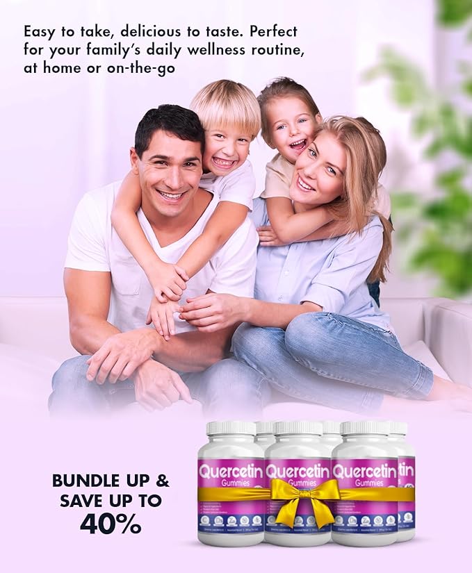 BIO VITALICA Quercetin Gummies by BioVitalica - Quercetin with Bromelain Vitamin C and Zinc & Elderberry + Vitamin D3-5 in 1 Immune Support - Zinc Quercetin 750 mg for Kids and Adult (4, Quercetin)
