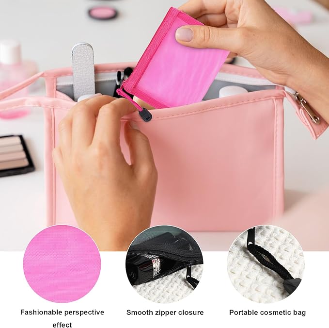 Nylon Mesh Zipper Cosmetic Bags lipstick bag,Mesh Makeup Pouches Travel Organizer Case for Purse Organizer,Makeup Travel Cases Pencil Case Travel Organizers