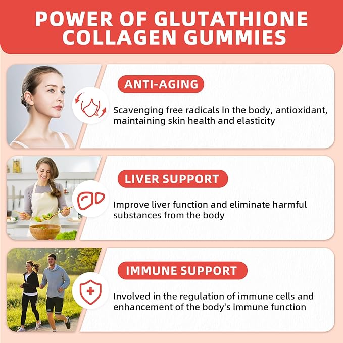 Glutathione Gummies for Skin Whitening - Glutathione 1000mg Supplement with Collagen Vitamin C for Women Sugar-Free with Antioxidant Skin Anti-Aging Immunity Liver Support Pineapple Flavor 60ct