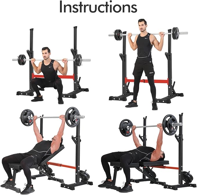 BangTong&Li Squat Rack Stand,Barbell Rack,Bench Press Rack Stand Home Gym Adjustable Weight Rack 550Lbs