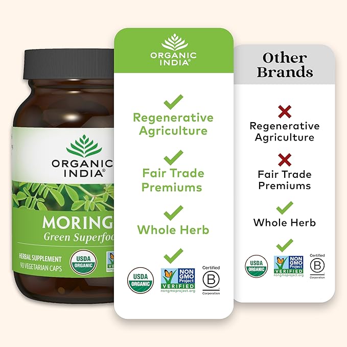 ORGANIC INDIA Organic Moringa, 60 CT