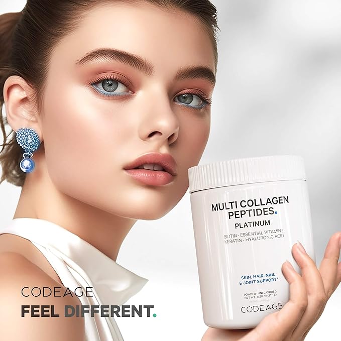 Codeage Multi Collagen for Women & Men Biotin 10000mcg Keratin, Protein Powder Vitamin C B6 D3, Hyaluronic Acid, Niacin - Hydrolyzed Collagen Coffee Creamer 5 Types - Unflavored - Non-GMO - 11.5oz
