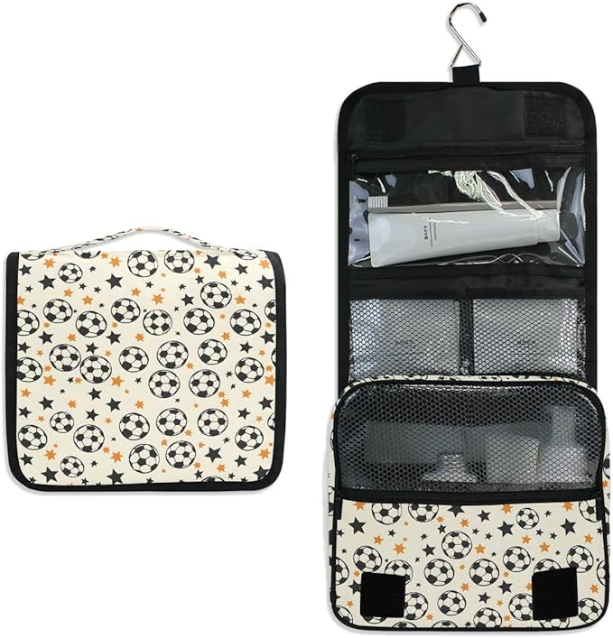 senya Hanging Travel Toiletry Bag Kit Boys Makeup Case Cosmetics Organizer for Men Women (Many Ball and Star)