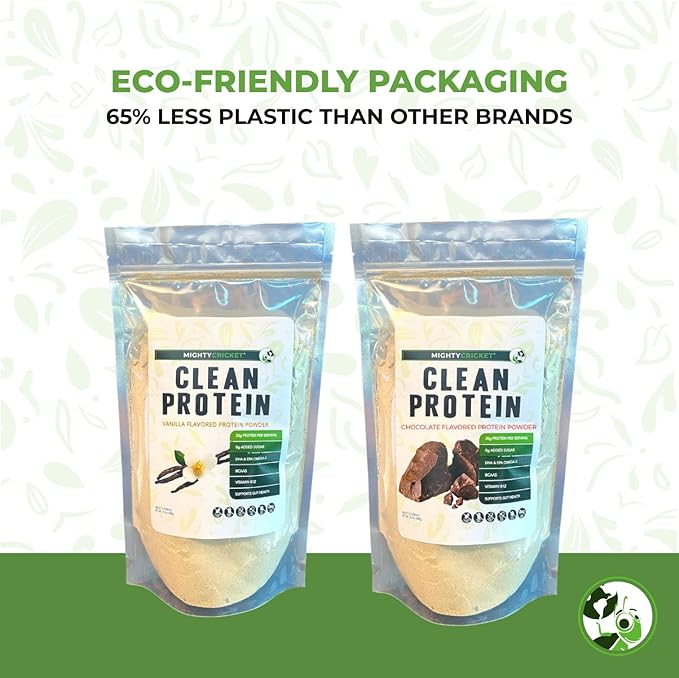 Mighty Cricket Protein Powder. 20g Clean Prebiotic Cricket Protein. No Sugar, Low Carbs, Gluten & Dairy Free. Keto & Paleo, 100% Natural Ingredients. Vanilla, 2 lb (Pack of 2)
