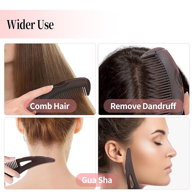 Dandruff Comb, Stainless Steel Fine Tooth Lice/Flea/Psoriasis Comb, Scalp Oil Buildup Removal Wide Hollow Tooth Button Hairbrush for Scalp Massage Care for Man Women and Kids (Pink)
