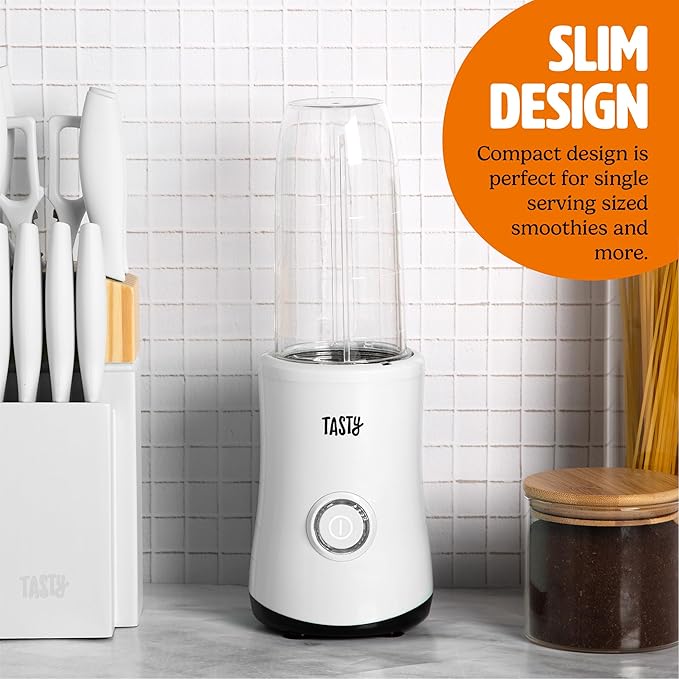 Personal Blender With Cups, 350W Powerful Blending Motor, 9-Piece Set With 4 Cups & Travel Lid, Compact & Portable, White