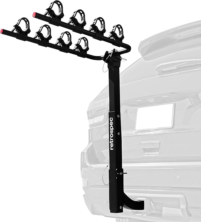 Retrospec Lenox 2-5 - Bike Hitch Rack for Cars, Trucks, SUVs with 2” Hitch | Foldable Steel Frame with Anti-Rattle Adapter, Tie Down Cradles and Straps - Fits Most Frames