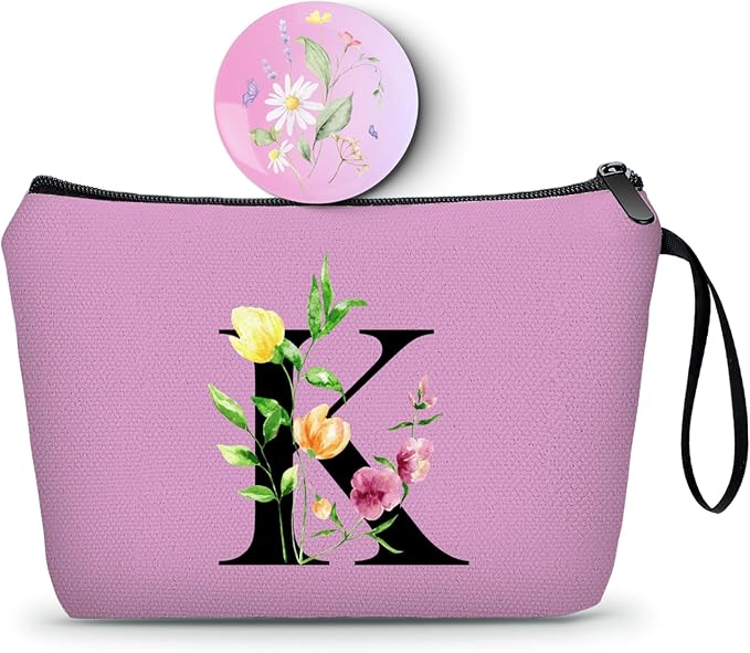 SEAMOON Birthday Thank You Appreciation Monogrammed Gifts for Mom Aunt Teacher Sister Friend Coworkers Bride Bridesmaid Makeup Cosmetic Bag with Mirror Mothers Day Christmas Graduation K