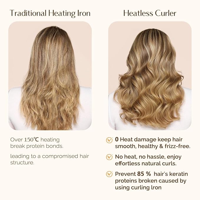 Yanibest Heatless Hair Curler for Overnight Curls, No Heat Damage Hair Curlers with Clips & Scrunchies for All Hair Types,Green