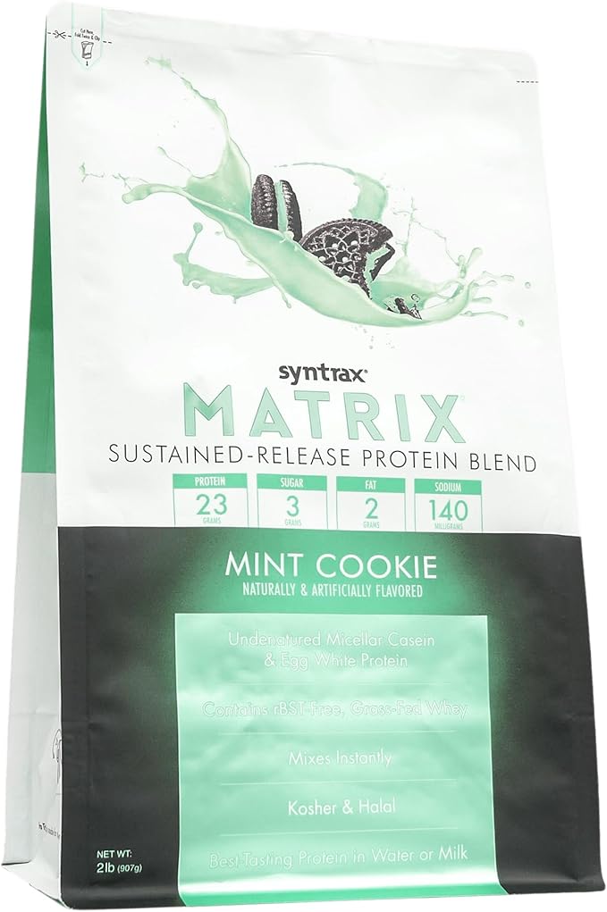 Syntrax Nutrition Matrix Sustained-Release Protein Blend Mint Cookie with Real Cookie Pieces 2 lbs.