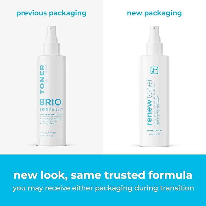 BRIOTECH BrioCare Skin Care Set, Skin Renew Toner Spray 4 fl oz + Mineral Serum 2 fl oz, Minimize Appearance of Acne, Soften Lines, Tighten Wrinkles, Smooth Face Neck Chest, Gift Set for Men & Women