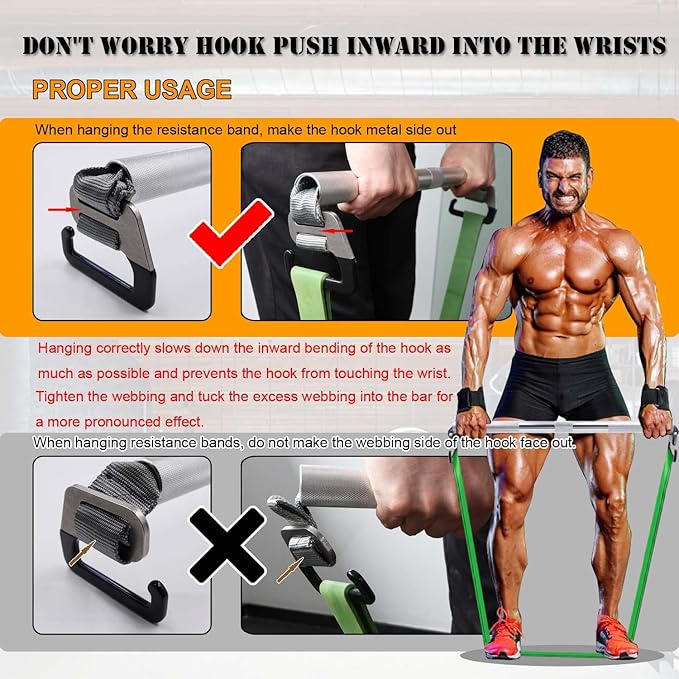 J Bryant Fitness Resistance Band Exercise Bar Large