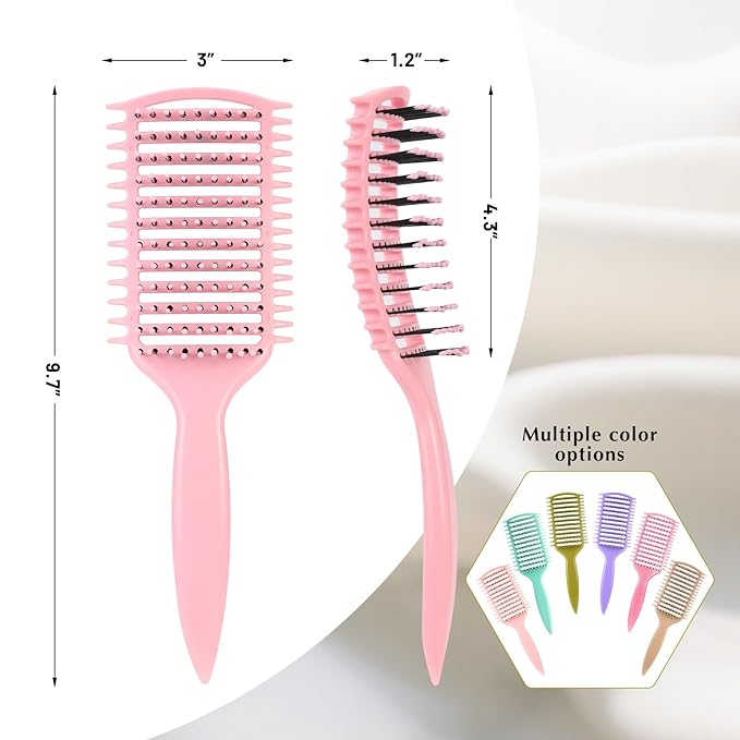 Curl Defining Brush, Vented Curly Hair Brush for Effortlessly Detangling Shaping and Defining Women's Men's Curls on All Wet or Dry Hair Types, Reduces Frizz (Pink)