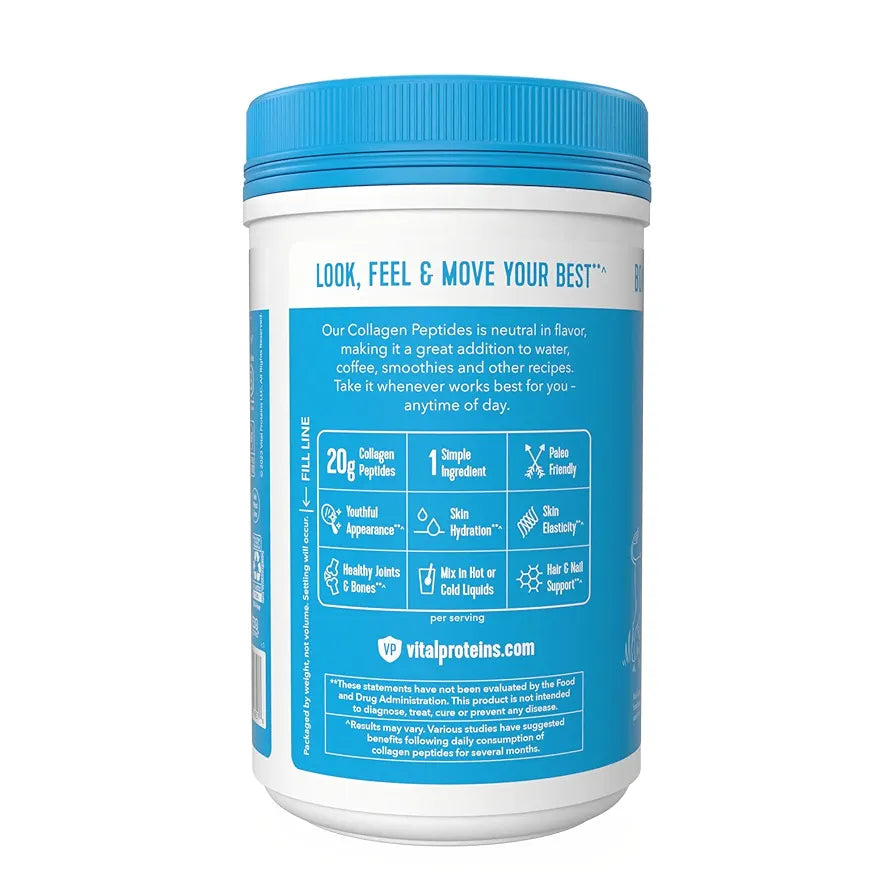 Vital Proteins Collagen Peptides Powder - Supports Hair, Nail, Skin, Joint Health, Unflavored, Zero Sugar, 11.4oz