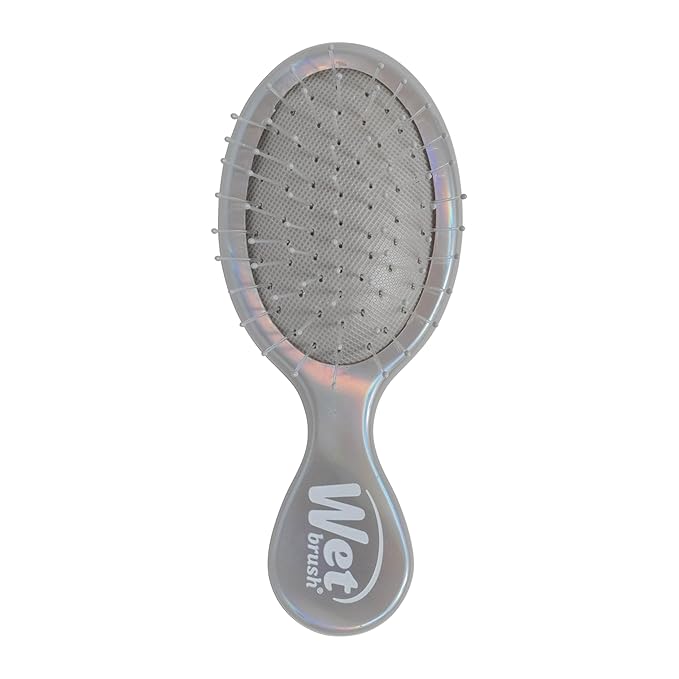 Wet Brush Mini Detangler Hair Brush, Chrome (Iridescence Icon), Detangling Travel Hairbrush, Ultra-Soft IntelliFlex Bristles Glide Through Tangles with Ease, Pain-Free, All Hair Types, Limited Edition
