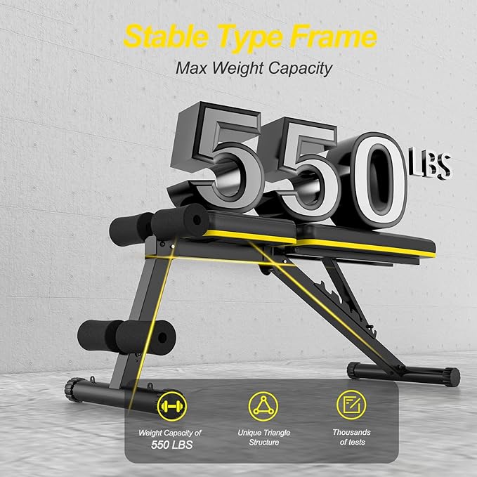 HITOSPORT Adjustable Weight Bench for Full Body Exercise