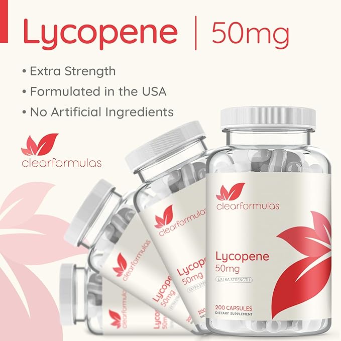 Tomato Based Lycopene Supplement - Extra Strength Lycopene 50mg Non-GMO Super Potent Antioxidant and Carotenoid Heart and Prostate Health Supplement for Men - Made in a cGMP US Lab (200 Servings)