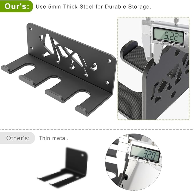 Kipika Versatile Wall Mounted Barbell Holder with Hooks Storage Rack for Barbell Bars Holds Under 33mm Bar Size and Fitness Accessories Space-Efficient Gym Organization for Home & Commercial Use
