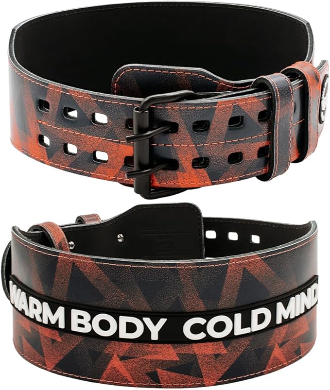 WARM BODY COLD MIND Leather Weight Lifting Belt 4" Adjustable