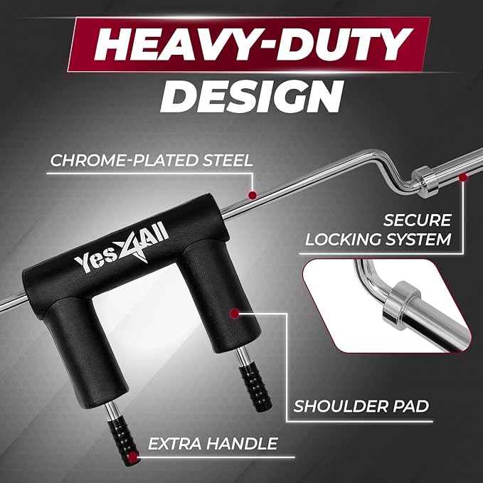 Yes4All Multi Grip Barbell & Cable Attachment - 2 Collars,