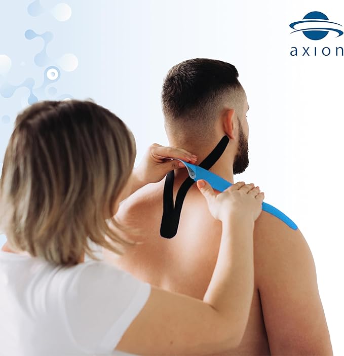 Kinesiology Mixed Set of 3 Units from axion | Different Waterproof Colours | Skin-Friendly Elastic Self-Adhesive Bandage Physio Tape | Ideal for Sports and Everyday Use, Soccer Tape