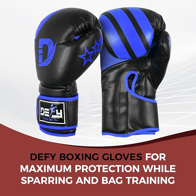 DEFY Marvelous Boxing Gloves for Men & Women Training Muay Thai Kick Boxing Leather Sparring Heavy Bag Workout MMA Gloves