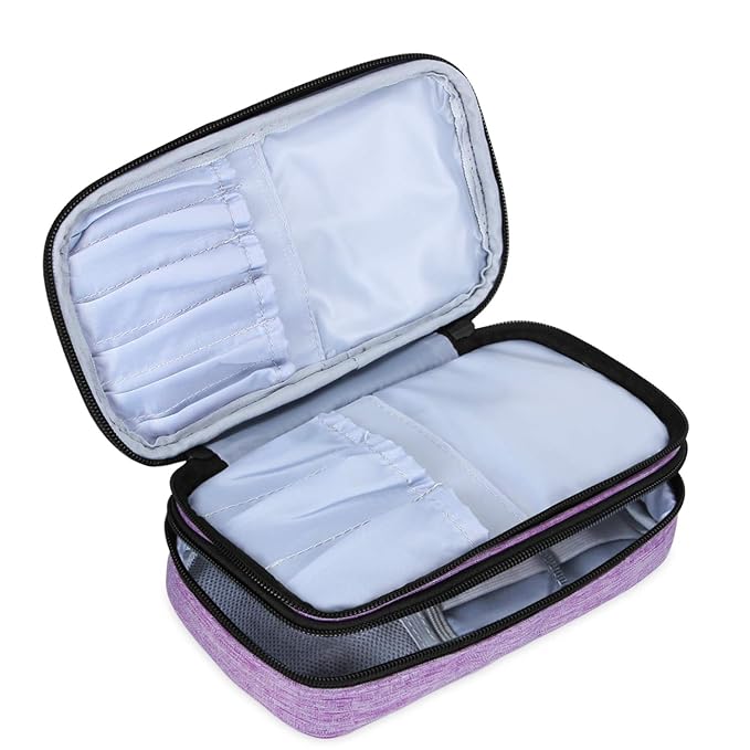 Teamoy Travel Makeup Brush Bag(up to 8.5"), Professional Cosmetic Bags Organizer Case with Handle Strap for Makeup Brushes and Beauty Supplies-Small, Purple (No Accessories Included)