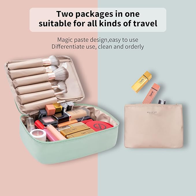 Travel Makeup Bag Cosmetic Bag Makeup Bag Toiletry bag for women and men (Green)