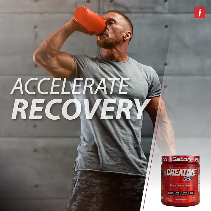 iSatori Creatine A5X, 5 Phase Creatine Powder with Creatine Monohydrate & Betaine Anhydrous, Stim-Free Pre Workout Muscle Builder & Post Workout Recovery Powder, Unflavored (50 Servings)