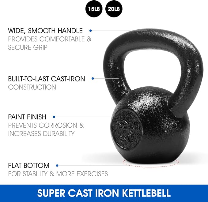 Yes4All Kettlebell Cast Iron Sets 5 - 10 15 - 20 - 25 - 30 lbs,