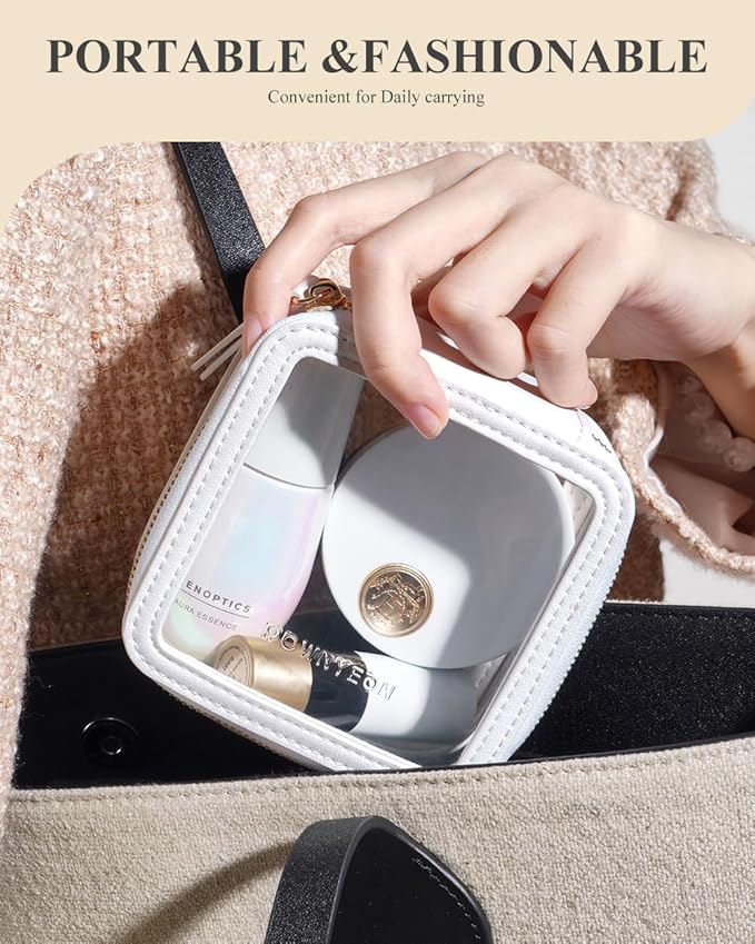 ROWNYEON Clear Makeup Case Toiletry Bag Multipurpose Travel Makeup Train Case Portable Cosmetic Organizer Transparent Storage Bag